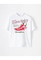 Camiseta Oversize Algodón Blanca Estampada Mujer Blanco de Gef