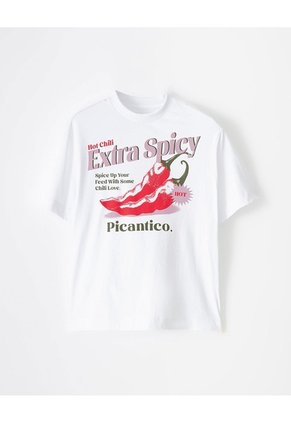 Camiseta Oversize Algodón Blanca Estampada Mujer Blanco
