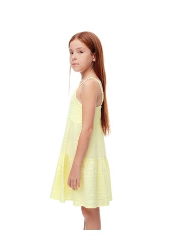 Vestido Corto Bloques Algodón Amarillo Niña Amarillo Gef