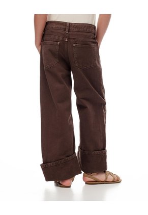 Jean Wide Leg Tiro Medio Café Niña Cafe