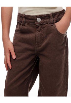 Jean Wide Leg Tiro Medio Café Niña Cafe