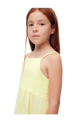 Vestido Corto Bloques Algodón Amarillo Niña Amarillo
