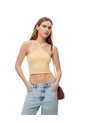 Crop Top Slim Rib Algodón Amarilla Mujer Amarillo de Gef