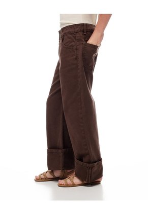Jean Wide Leg Tiro Medio Café Niña Cafe