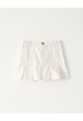 Falda Tiro Medio Denim Blanca Niña Blanco