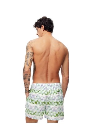 Pantaloneta De Baño Estampada Hombre Blanco