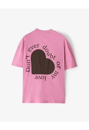 Camiseta Regular Algodón Rosa Estampada Unisex Rosa