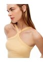 Crop Top Slim Rib Algodón Amarilla Mujer Amarillo de Gef