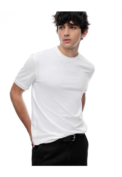 Camiseta Regular Algodón Blanca Hombre Blanco