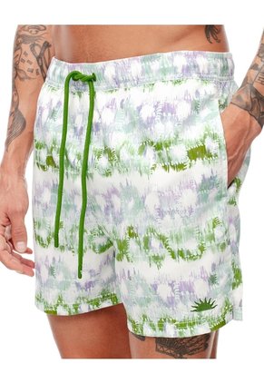 Pantaloneta De Baño Estampada Hombre Blanco