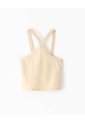 Crop Top Slim Rib Algodón Amarilla Mujer Amarillo de Gef