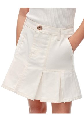 Falda Tiro Medio Denim Blanca Niña Blanco