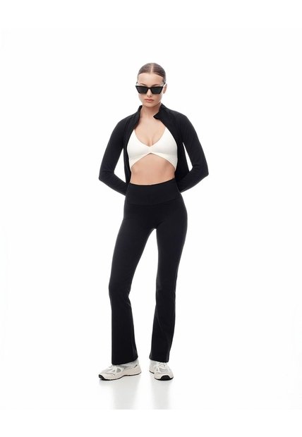 Pantalón Deportivo Flare Secado Rápido Negro Mujer Negro