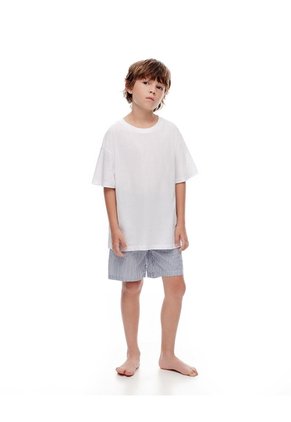 Camiseta + Bermuda De Pijama Algodón Surtida Niña Niño Azul