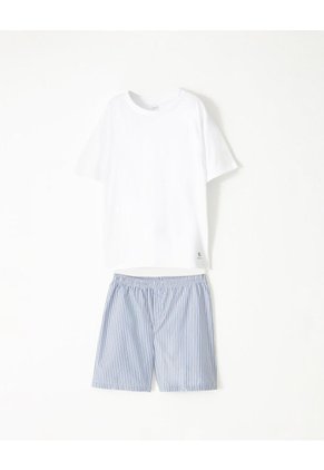 Camiseta + Bermuda De Pijama Algodón Surtida Niña Niño Azul