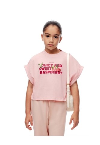 Camiseta Regular Algodón Rosada Niña Rosa Gef