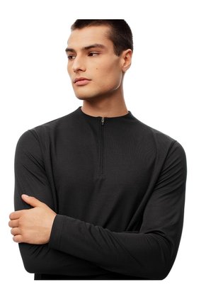 Buzo Regular Half Zip Negro Hombre Negro