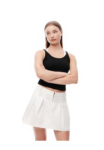 Falda Corta Tiro Alto Denim Blanca Mujer Blanco Gef