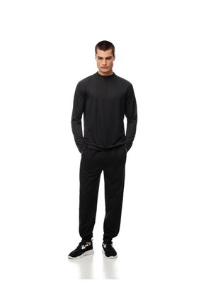 Buzo Regular Half Zip Negro Hombre Negro