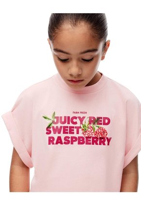 Camiseta Regular Algodón Rosada Niña Rosa