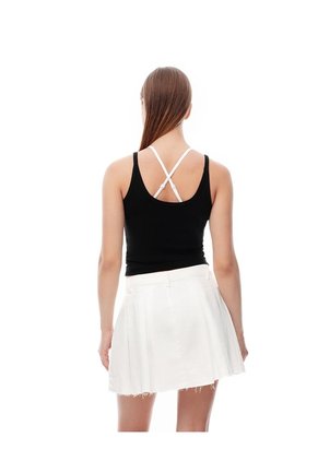 Falda Corta Tiro Alto Denim Blanca Mujer Blanco