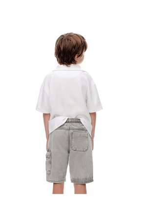 Bermuda Denim Regular Gris Niño Azul