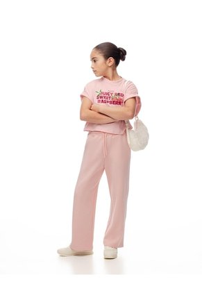 Camiseta Regular Algodón Rosada Niña Rosa