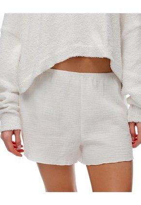 Short De Pijama Algodón Blanco Mujer Blanco