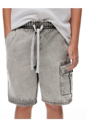 Bermuda Denim Regular Gris Niño Azul