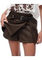 Falda Short Tiro Medio Tejido Suede Chocolate Mujer Chocolate de Gef