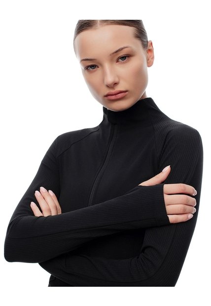 Chaqueta Slim Tejido De Punto Negra Mujer Negro