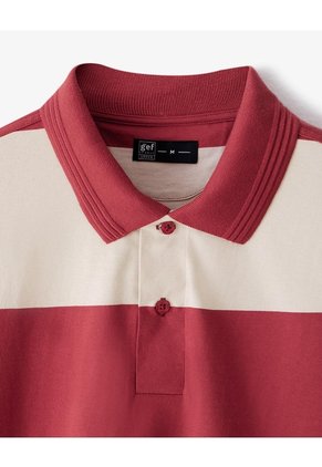Polo Regular Algodón Rayas Hombre Rojo