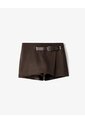 Falda Short Tiro Medio Tejido Suede Chocolate Mujer Chocolate de Gef