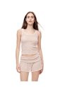 Short De Pijama Transparencia Crema Mujer Rojo de Gef