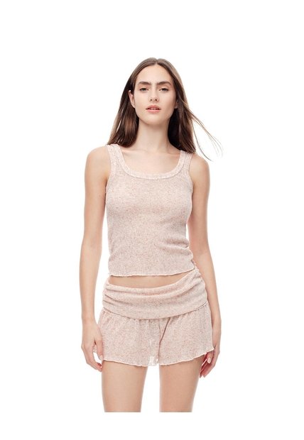 Short De Pijama Transparencia Crema Mujer Rojo
