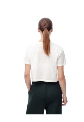 Camiseta Crop Regular Algodón Blanca Mujer Blanco