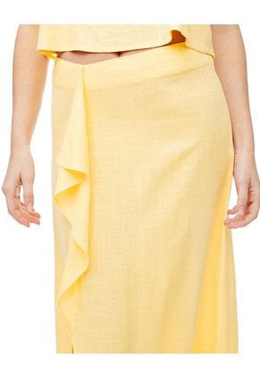 Falda Midi Tiro Medio Amarillo Mujer Amarillo