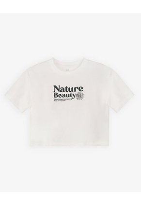Camiseta Crop Regular Algodón Blanca Mujer Blanco
