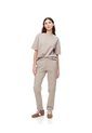 Pantalón Recto Tiro Medio Algodón Taupe Mujer Marron Claro de Gef