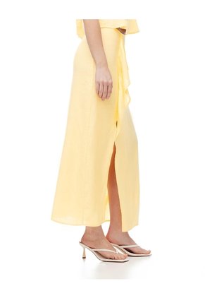 Falda Midi Tiro Medio Amarillo Mujer Amarillo