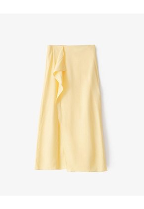 Falda Midi Tiro Medio Amarillo Mujer Amarillo