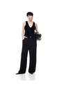 Chaleco Tipo Sastre Regular Terciopelo Negro Mujer Negro de Gef