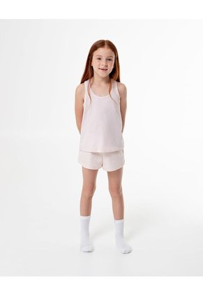 Blusa + Short De Pijama Algodón Rosa Niña Rosa