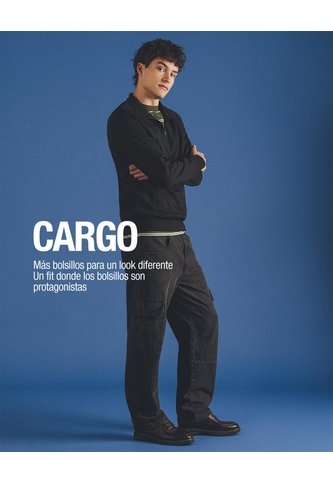 Jean Cargo Recto Negro Hombre Azul Gef