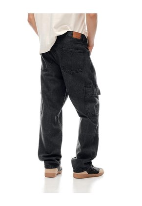 Jean Cargo Recto Negro Hombre Azul