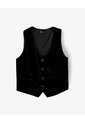 Chaleco Tipo Sastre Regular Terciopelo Negro Mujer Negro de Gef