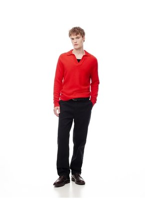 Buzo Tipo Polo Regular Tejido De Punto Rojo Hombre Rojo