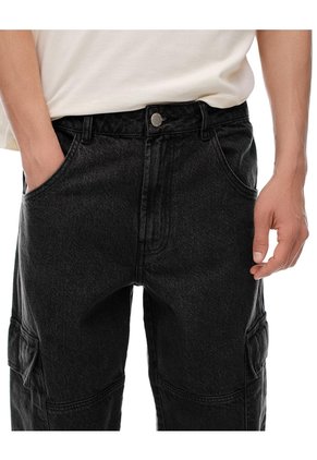 Jean Cargo Recto Negro Hombre Azul