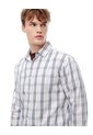 Camisa Manga Larga Regular Algodón Cuadros Hombre Blanco de Gef