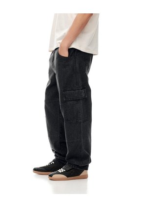 Jean Cargo Recto Negro Hombre Azul